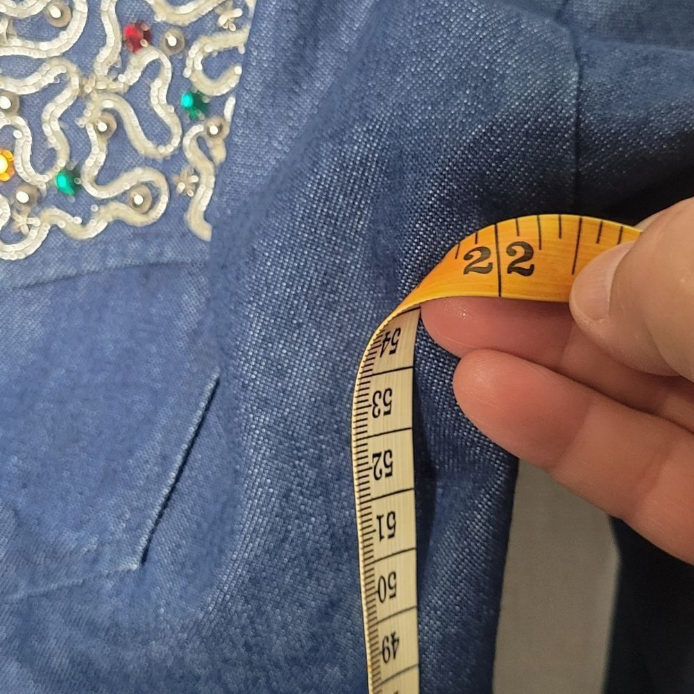 Tony Alamo Of Nashville Blue Denim Shirt with Embroidered Details Sz L - Picture 6 of 10